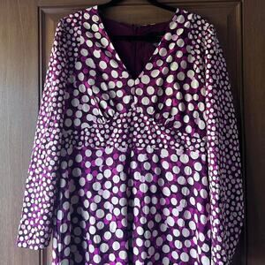NWT Donna morgan purple‎ and white women's dress polka dot sz 14 lightweight
